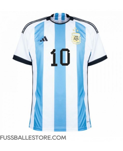 Günstige Argentinien Lionel Messi #10 Heimtrikot WM 2022 Kurzarm